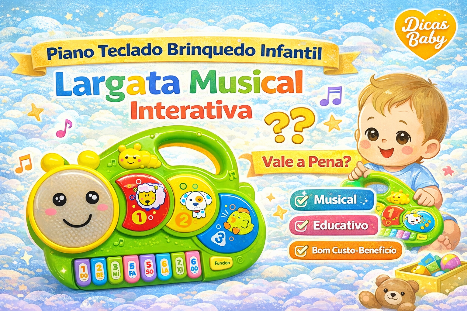 🎹 Piano Teclado Brinquedo Infantil Lagarta Musical Interativa: Vale a Pena?