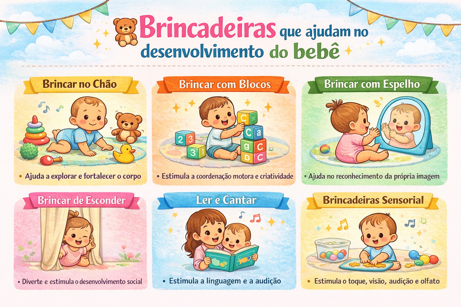 🧸 Brincadeiras que ajudam no desenvolvimento do bebê
