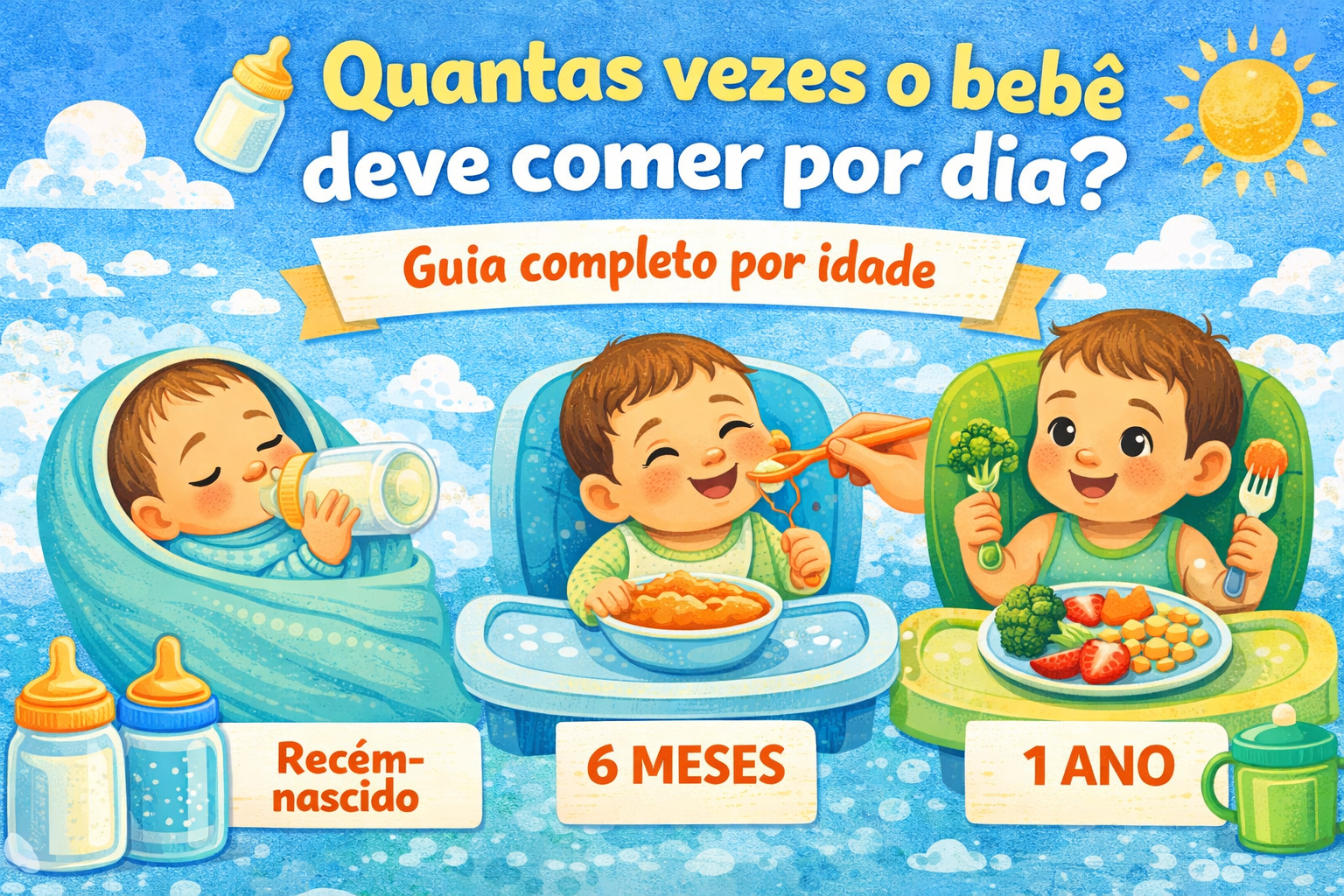 🍼 Quantas vezes o bebê deve comer por dia? Guia completo por idade
